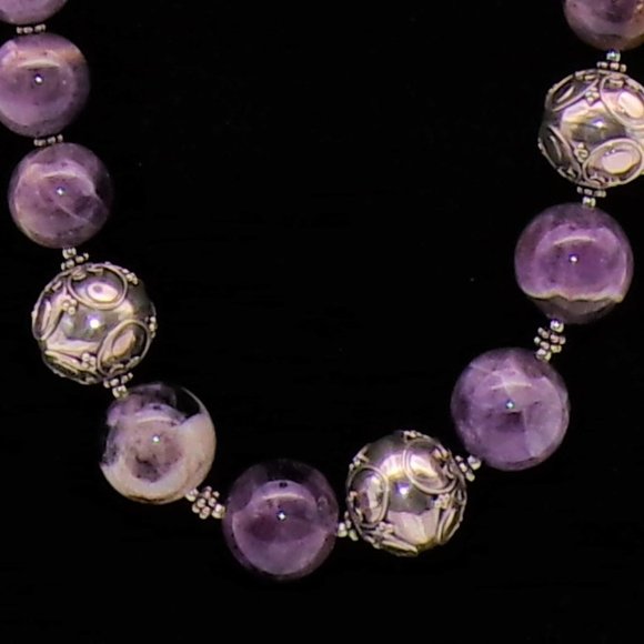 Amethyst and Sterling Silver Necklace and Bracelet - Picture 8 of 12